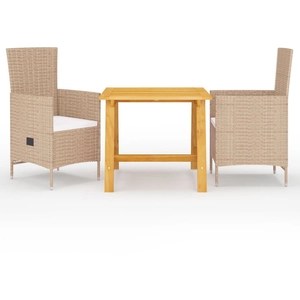 vidaXL Ensemble de salle à manger de jardin 3 pcs Beige pas cher