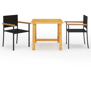 vidaXL Ensemble de salle à manger de jardin 3 pcs Noir pas cher