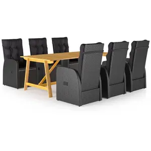 vidaXL Ensemble de salle à manger de jardin 7 pcs Noir pas cher