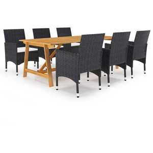 vidaXL Ensemble de salle à manger de jardin 7 pcs Noir pas cher
