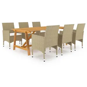 vidaXL Ensemble de salle à manger de jardin 7 pcs Beige pas cher