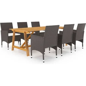 vidaXL Ensemble de salle à manger de jardin 7 pcs Marron pas cher