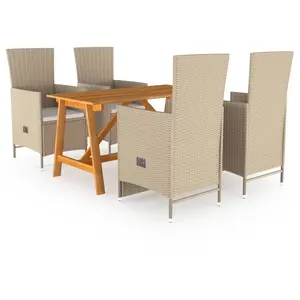 vidaXL Ensemble de salle à manger de jardin 5 pcs Beige pas cher