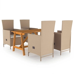 vidaXL Ensemble de salle à manger de jardin 5 pcs Beige pas cher