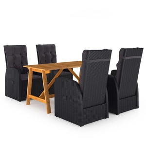 vidaXL Ensemble de salle à manger de jardin 5 pcs Noir pas cher