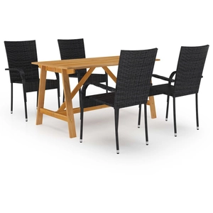 vidaXL Ensemble de salle à manger de jardin 5 pcs Noir pas cher