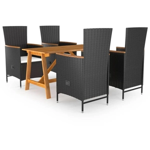 vidaXL Ensemble de salle à manger de jardin 5 pcs Noir pas cher