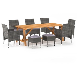 vidaXL Ensemble de salle à manger de jardin 9 pcs Gris pas cher