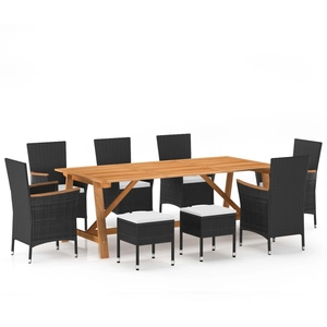 vidaXL Ensemble de salle à manger de jardin 9 pcs Noir pas cher