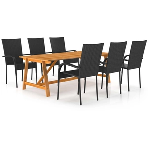 vidaXL Ensemble de salle à manger de jardin 7 pcs Noir pas cher