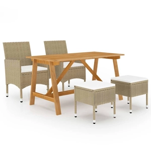 Ensemble de salle à manger de jardin 5 pcs Beige Vidaxl Beige pas cher