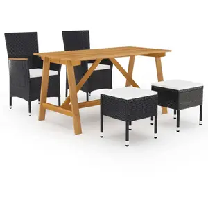 vidaXL Ensemble de salle à manger de jardin 5 pcs Noir pas cher