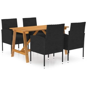 vidaXL Ensemble de salle à manger de jardin 5 pcs Noir pas cher