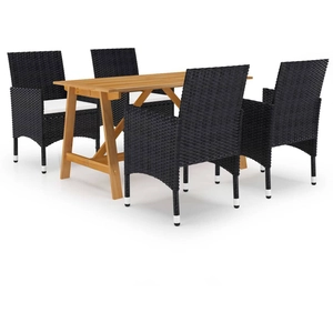 vidaXL Ensemble de salle à manger de jardin 5 pcs Noir pas cher