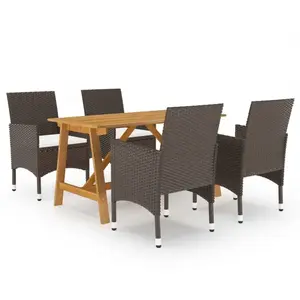 vidaXL Ensemble de salle à manger de jardin 5 pcs Marron pas cher