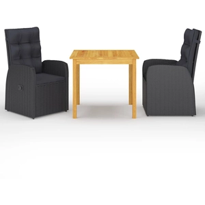 vidaXL Ensemble de salle à manger de jardin 3 pcs Noir pas cher