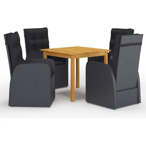 vidaXL Ensemble de salle à manger de jardin 5 pcs Noir pas cher