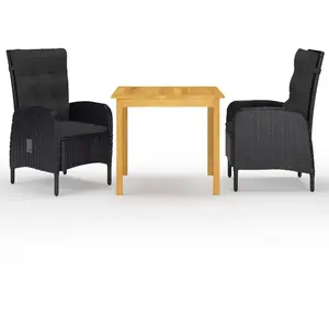 vidaXL Ensemble de salle à manger de jardin 3 pcs Noir pas cher