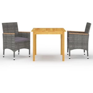vidaXL Ensemble de salle à manger de jardin 3 pcs Gris pas cher