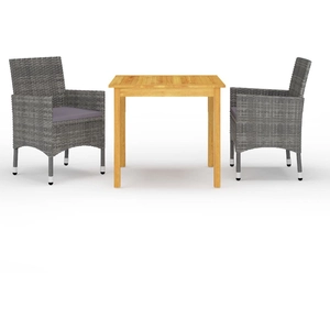 vidaXL Ensemble de salle à manger de jardin 3 pcs Gris pas cher