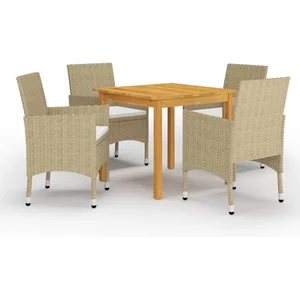 Ensemble à manger de jardin 5 pcs Beige vidaXL pas cher
