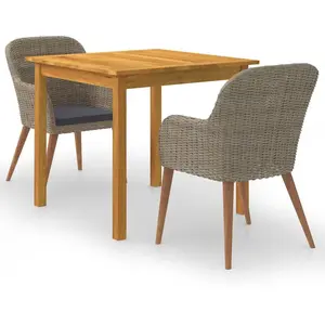 vidaXL Vidaxl Ensemble De Salle À Manger De Jardin 3 Pcs Marron pas cher