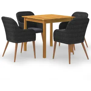 vidaXL Vidaxl Ensemble De Salle À Manger De Jardin 5 Pcs Noir pas cher