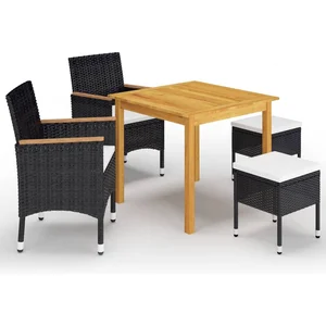 vidaXL Ensemble de salle à manger de jardin 5 pcs Noir pas cher