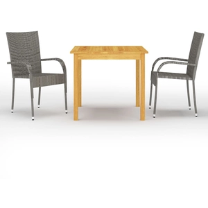 vidaXL Ensemble de salle à manger de jardin 3 pcs Gris pas cher