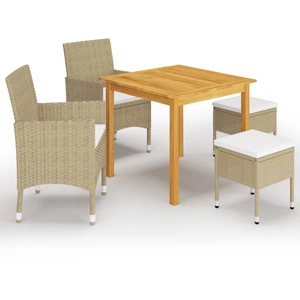 vidaXL Ensemble de salle à manger de jardin 5 pcs Beige pas cher