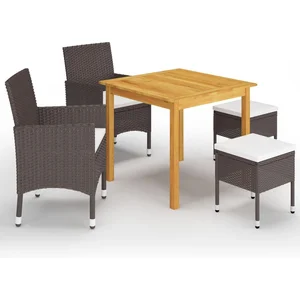 vidaXL Ensemble de salle à manger de jardin 5 pcs Marron pas cher