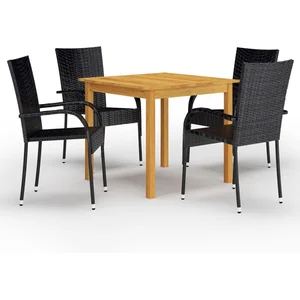 vidaXL Ensemble de salle à manger de jardin 5 pcs Noir pas cher