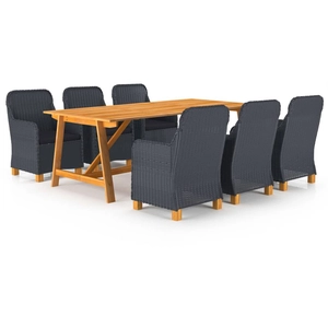 vidaXL Ensemble de salle à manger de jardin 7 pcs Gris foncé pas cher