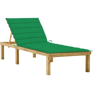 vidaXL Chaise longue avec coussin vert Bois de pin imprégné pas cher