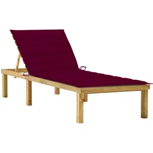 vidaXL Chaise longue avec coussin bordeaux Bois de pin imprégné pas cher