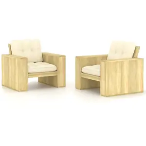 Comparateur de prix : Chaises de jardin lot de 2 avec coussins crème Pin imprégné Vidaxl Crème