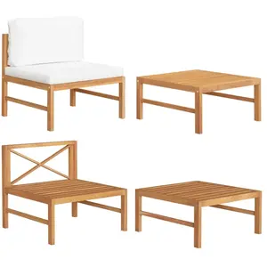 Comparateur de prix : vidaXL Salon de jardin 2 pcs avec coussins crème Bois de teck
