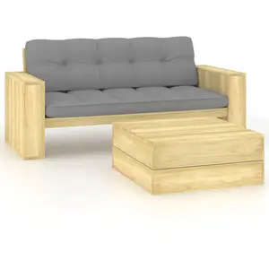 vidaXL Vidaxl Salon De Jardin 2 Pcs Avec Coussins Bois De Pin Imprégné pas cher