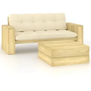 vidaXL Vidaxl Salon De Jardin 2 Pcs Avec Coussins Bois De Pin Imprégné pas cher