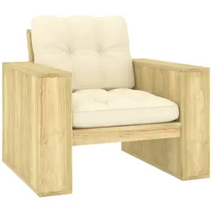 vidaXL Chaise de jardin avec coussins crème Bois de pin imprégné pas cher
