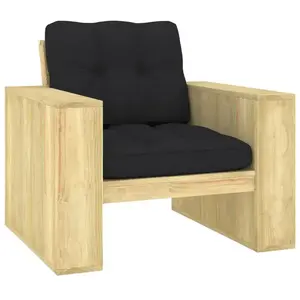 vidaXL Vidaxl Chaise De Jardin Avec Coussins Noir Bois De Pin Impr¿¿Gn¿¿ pas cher