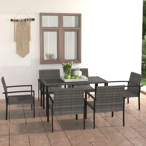 vidaXL Ensemble de salle à manger de jardin 7 pcs Résine tressée Gris pas cher