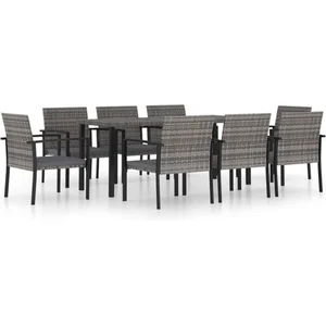 Comparateur de prix : vidaXL Ensemble de salle à manger de jardin 9 pcs Résine tressée Gris