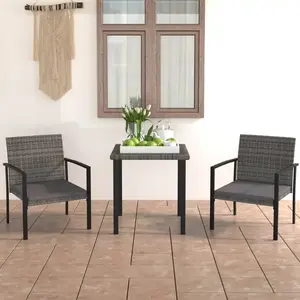 vidaXL Ensemble de salle à manger de jardin 3 pcs Résine tressée Gris pas cher