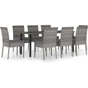 vidaXL Ensemble de salle à manger de jardin 9 pcs Résine tressée Gris pas cher