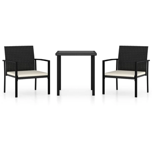 vidaXL Ensemble de salle à manger de jardin 3 pcs Résine tressée Noir pas cher