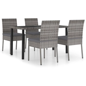Comparateur de prix : vidaXL Ensemble de salle à manger de jardin 5 pcs Résine tressée Gris