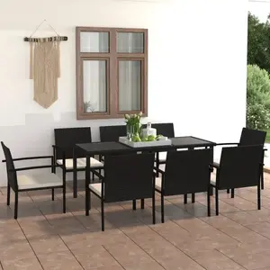 vidaXL Ensemble de salle à manger de jardin 9 pcs Résine tressée Noir pas cher