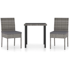 vidaXL Ensemble de salle à manger de jardin 3 pcs Résine tressée Gris pas cher