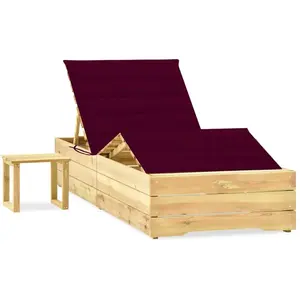 vidaXL Chaise longue de jardin avec table et coussin Pin imprégné pas cher
